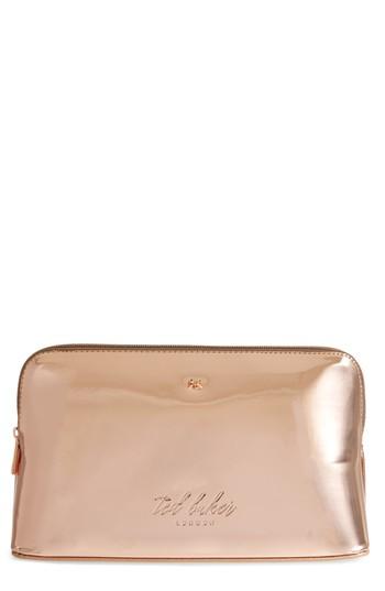 Ted Baker London Lauran Mirrored Wash Bag, Size - Rose Gold