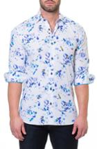 Men's Maceoo Luxor Peacock Splatter Slim Fit Sport Shirt (xl) - White