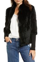 Women's Love Token Genuine Rabbit Fur Knit Jacket - Black