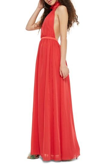 Women's Topshop Taylor Halter Maxi Dress Us (fits Like 0-2) - Red