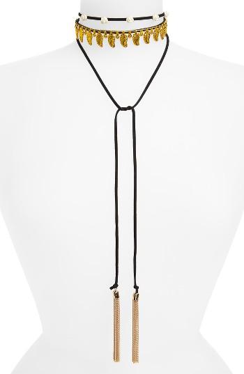 Women's Topshop Leaf & Flower Layer Choker