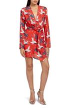 Women's Missguided Print Wrap Dress Us / 6 Uk - Red