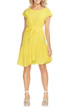 Women's Vince Camuto Ruffle Hem Belted A-line Dress - Yellow