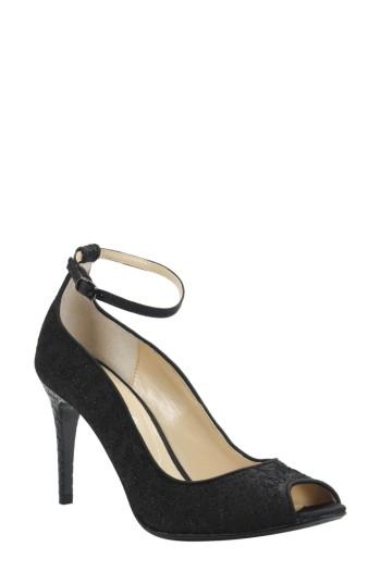 Women's J. Renee Raspalli Ankle Strap Peep Toe Pump Aa - Black