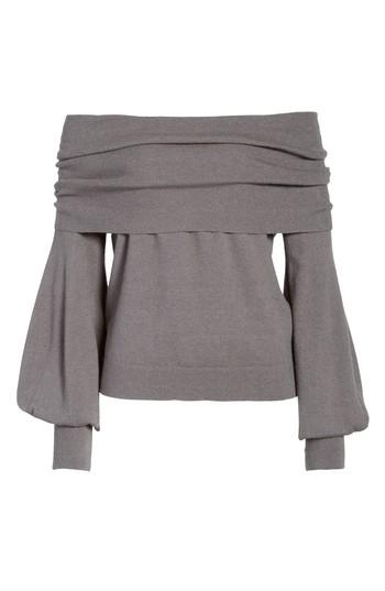 Women's Treasure & Bond X Something Navy Off The Shoulder Sweater, Size - Grey