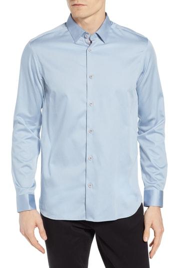 Men's Ted Baker London Crazee Slim Fit Stretch Sport Shirt (s) - Blue