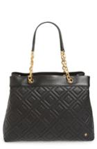 Tory Burch Lousia Lambskin Leather Tote - Black