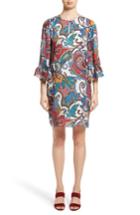 Women's Etro Paisley Print Silk Flutter Sleeve Dress Us / 40 It - Blue