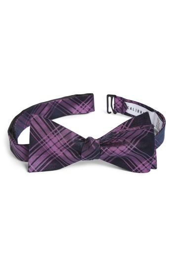 Men's Calibrate Windowpane Silk Bow Tie, Size - Purple