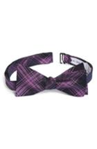 Men's Calibrate Windowpane Silk Bow Tie, Size - Purple