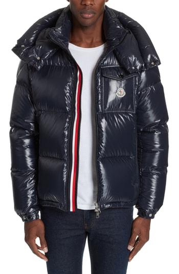 Men's Moncler Montbeliard Giubbotto Stripe Puffer Coat - Blue