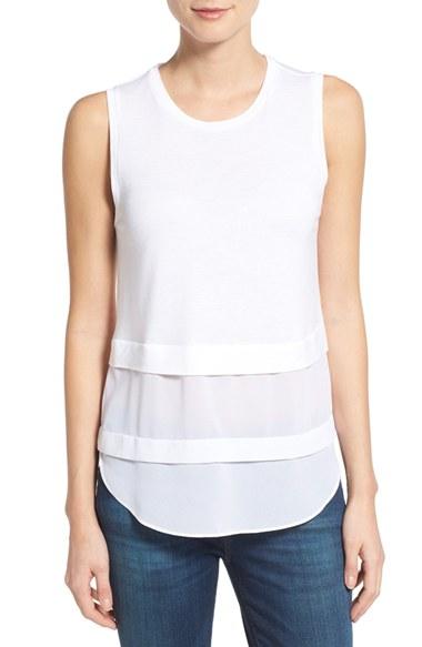 Women's Michael Michael Kors Mixed Media Sleeveless Top - White