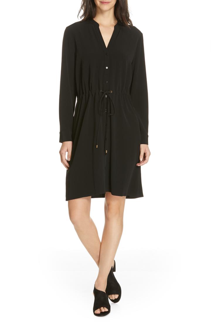Women's Eileen Fisher Drawstring Shirtdress, Size - Black