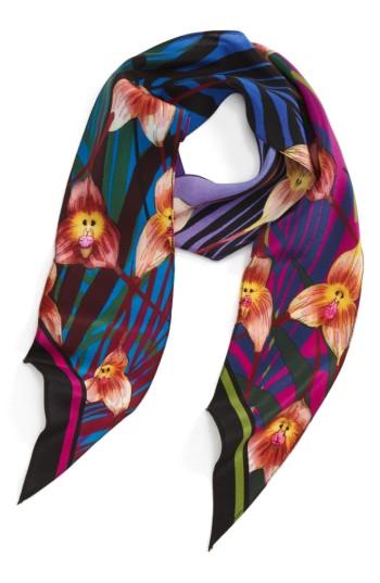 Women's Rockins Monkey Orchid Skinny Silk Scarf, Size - Pink