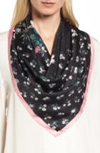 Women's Kate Spade New York Botanical Patchwork Square Silk Scarf, Size - Black