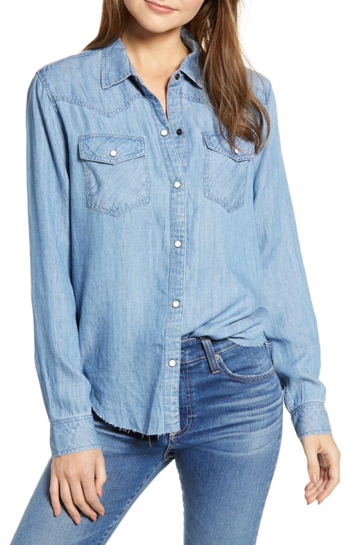 Women's Rails Renee Raw Hem Shirt - Blue