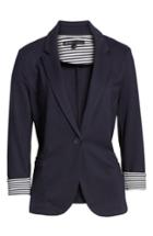 Petite Women's Gibson Roll Sleeve Knit Blazer, Size P - Blue