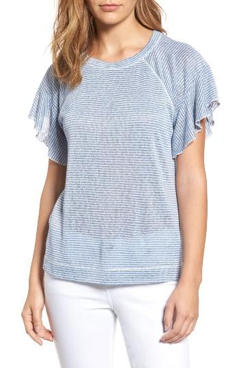 Women's Wit & Wisdom Stripe Knit Flutter Sleeve Top - Blue