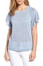 Women's Wit & Wisdom Stripe Knit Flutter Sleeve Top - Blue
