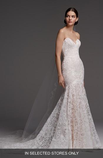 Women's Watters Medici Strapless Lace Mermaid Gown, Size In Store Only - Ivory
