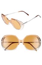 Women's Celine 56mm Round Sunglasses - Light Brown/ Palladium/ Orange