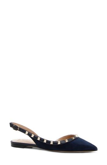 Women's Valentino Garavani Rockstud Slingback Ballerina Flat Us / 35eu - Blue