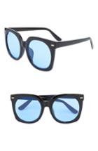 Women's Nem Melrose 55mm Square Sunglasses - Black W Sky Blue Tint Lens