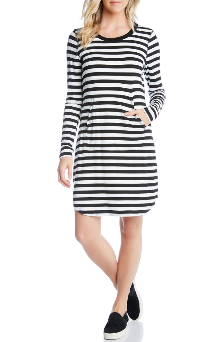 Women's Karen Kane Stripe T-shirt Dress - Black