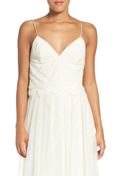 Women's Jenny Yoo 'pippa' Spaghetti Strap Lace Top - White