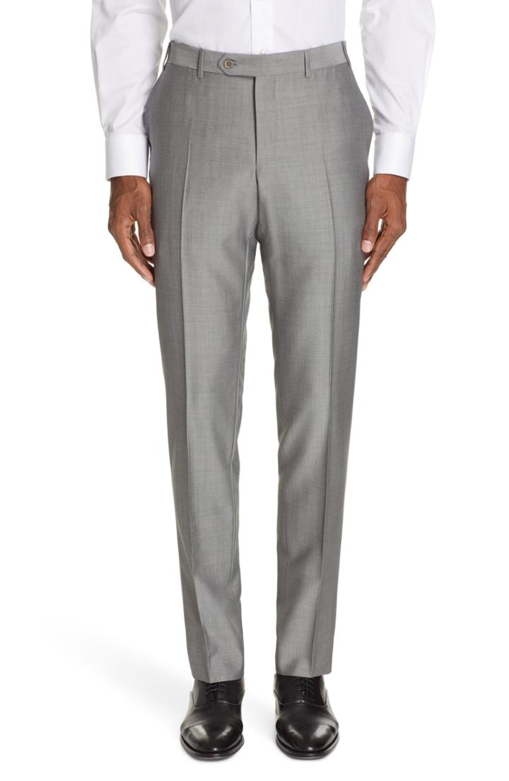 Men's Canali Classic Fit Solid Wool & Mohair Trousers Eu - Grey