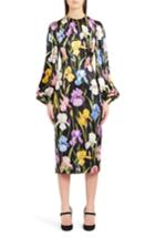 Women's Dolce & Gabbana Iris Print Stretch Satin Dress Us / 38 It - Black