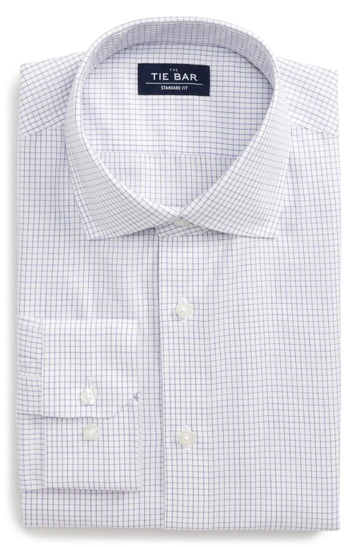 Men's The Tie Bar Standard Fit Check Dress Shirt .5 - 34/35 - Purple