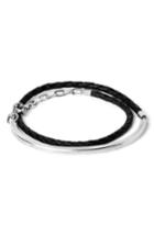 Men's Title Of Work Braided Leather Id Cuff Wrap Bracelet