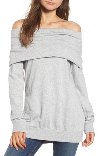 Women's Hinge Off The Shoulder Sweatshirt - Grey