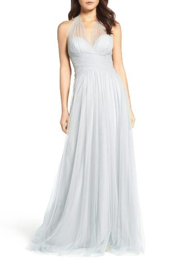 Women's Wtoo Halter Tulle A-line Gown - Blue
