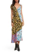 Women's Diane Von Furstenberg Asymmetrical Mixed Print Silk Maxi Dress