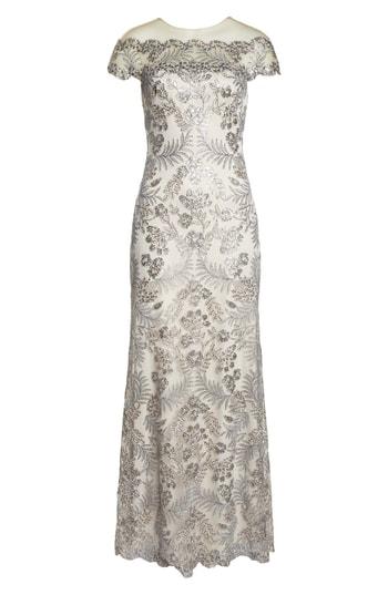 Women's Tadashi Shoji Illusion Neck Sequin Lace Gown