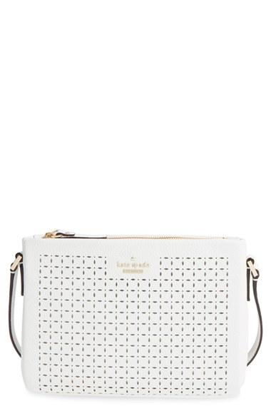 Kate Spade New York 'milton Lane - Lilibeth' Perforated Leather Crossbody Bag - White