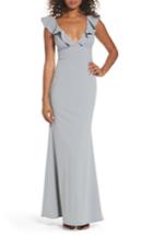 Women's Lulus Perfect Opportunity Ruffle Mermaid Gown - Grey