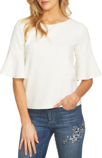 Women's Cece Bell Sleeve Paisley Jacquard Top - White