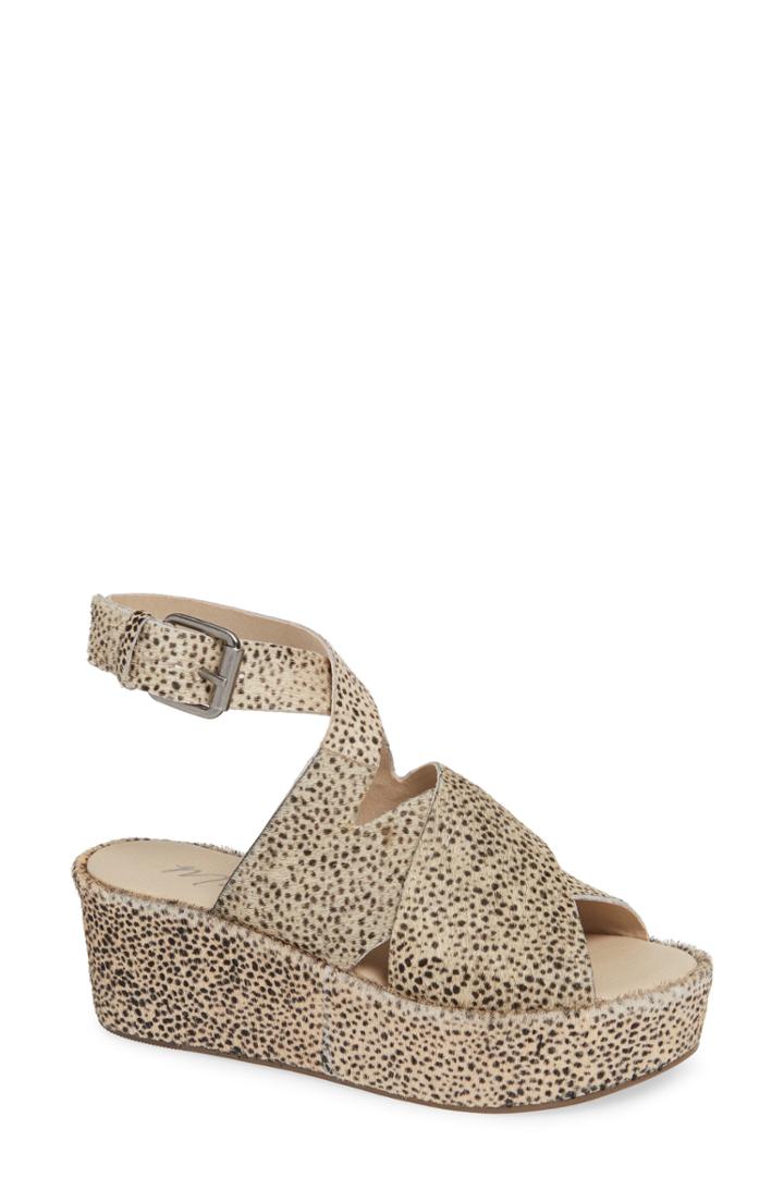 Women's Coconuts By Matisse Runway Genuine Calf Hair Platform Sandal M - Beige