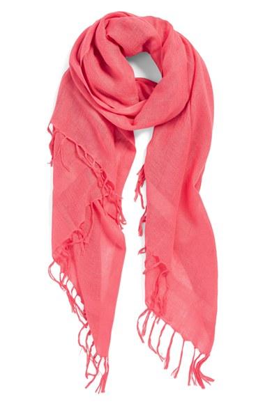 Women's Caslon Linen Blend Scarf, Size - Red