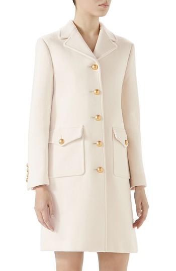 Women's Gucci Gg Wool Coat Us / 38 It - Ivory