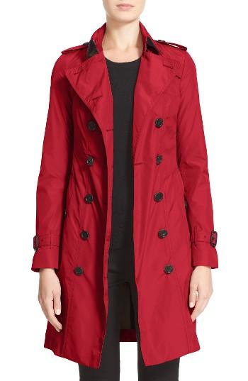 Women's Burberry Sandringham Long Slim Trench Coat - Red