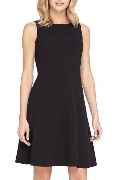 Women's Tahari Seamed Knit Fit & Flare Dress - Black