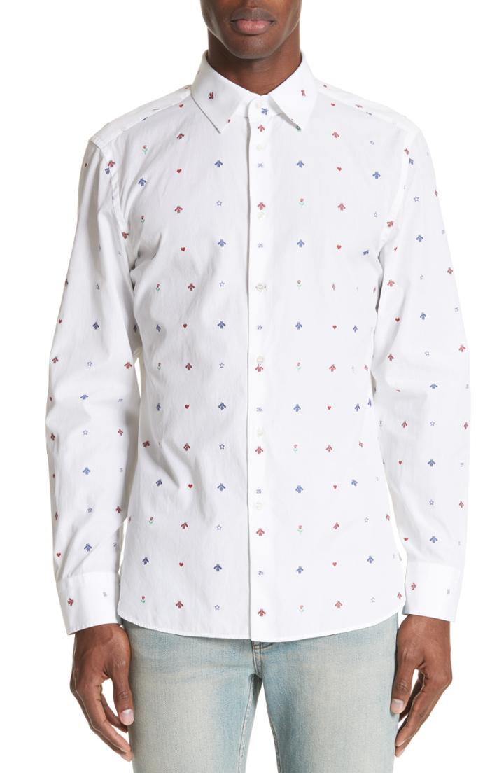 Men's Gucci Allover Bee Print Woven Shirt
