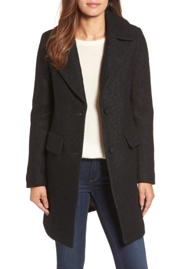 Women's Kenneth Cole New York Wool Blend Boucle Coat - Black