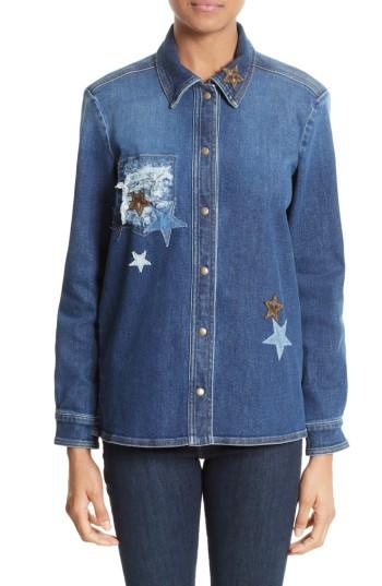 Women's Red Valentino Stone Washed Denim Jacket Us / 40 It - Blue