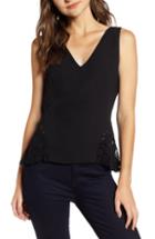 Women's Sanctuary Cori Ruffle Wrap Front Polka Dot Blouse, Size - Black