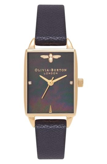 Women's Olivia Burton Beehive Leather Strap Watch, 20mm